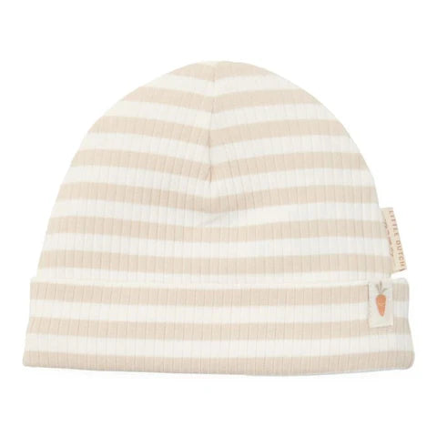 Little Dutch  Newborn Baby Hat - Stripe Sand / White