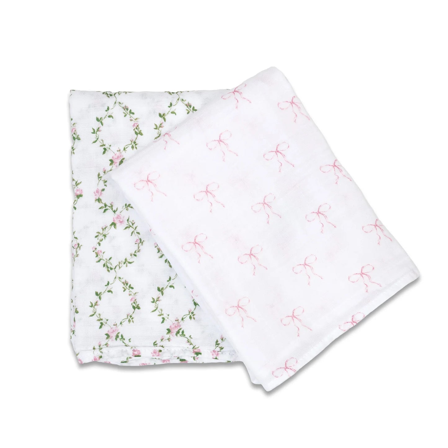 Cotton Muslin Swaddle-Bows & Rose Trellis