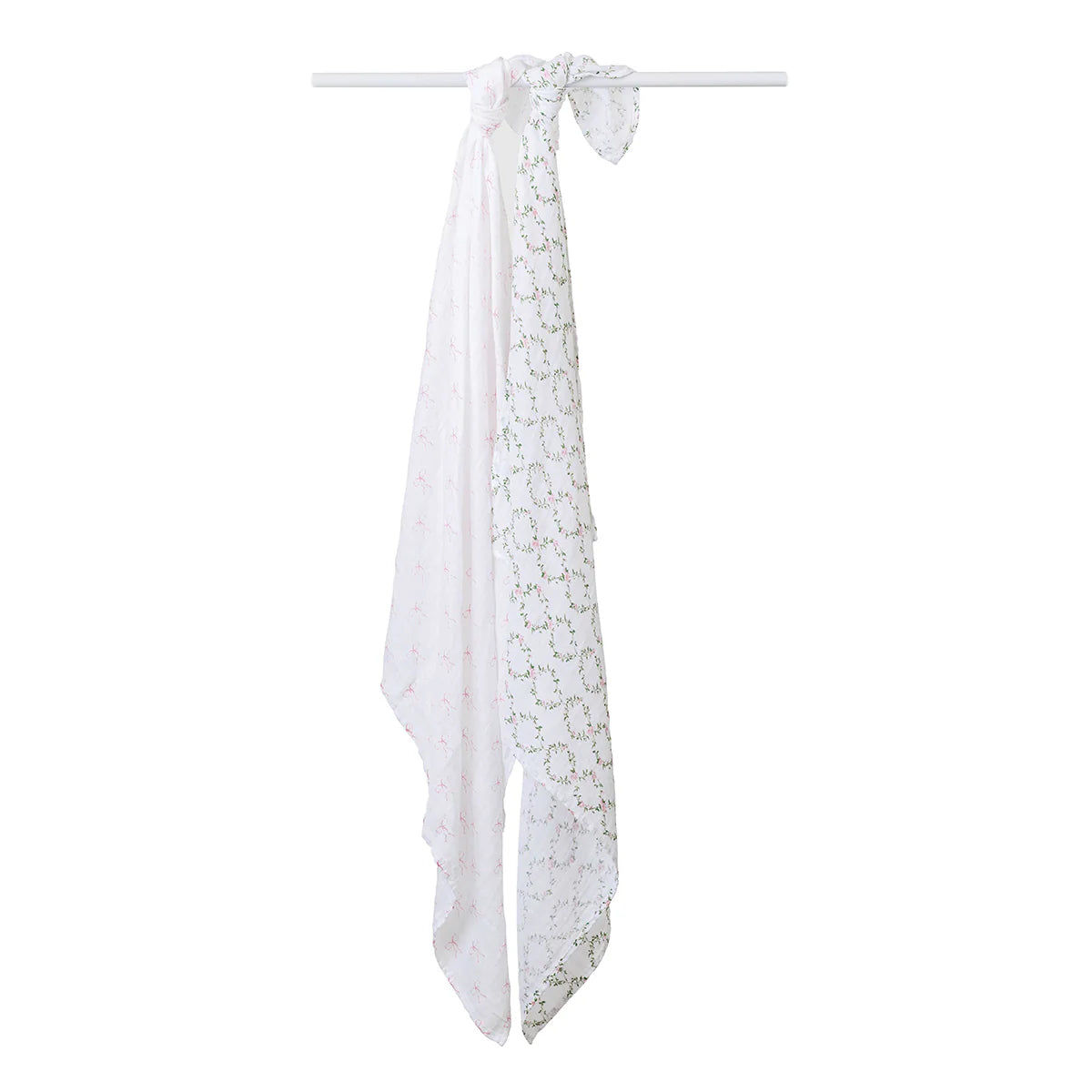 Cotton Muslin Swaddle-Bows & Rose Trellis