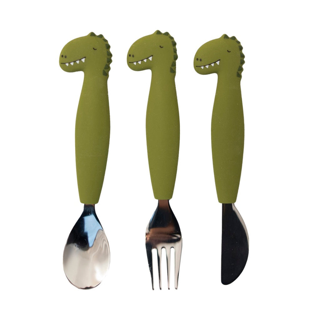 Silicone Cutlery Set 3-Pack - Mr. Dino