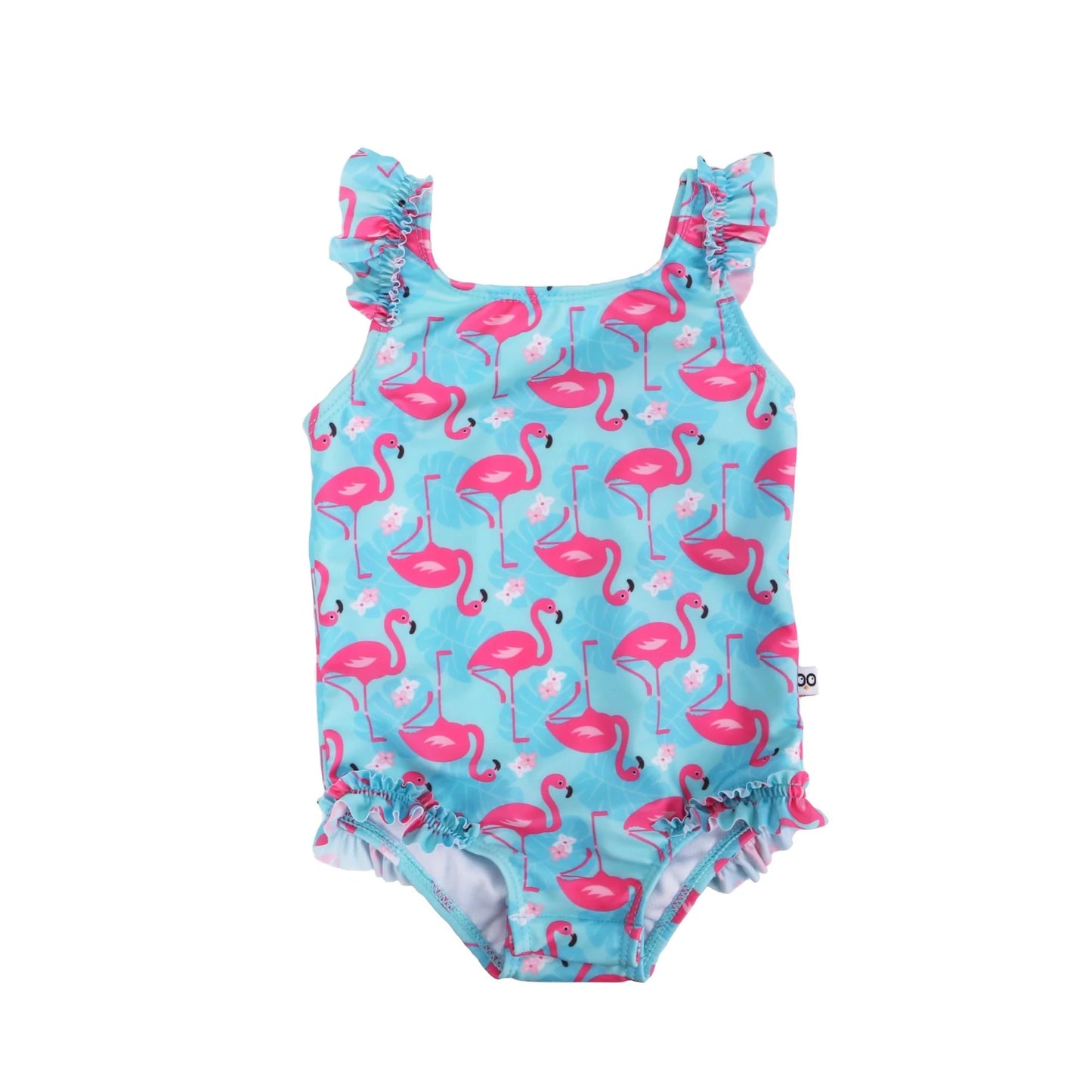 Ruffled One Piece Swimsuit - UPF 50+ - Flamingo
