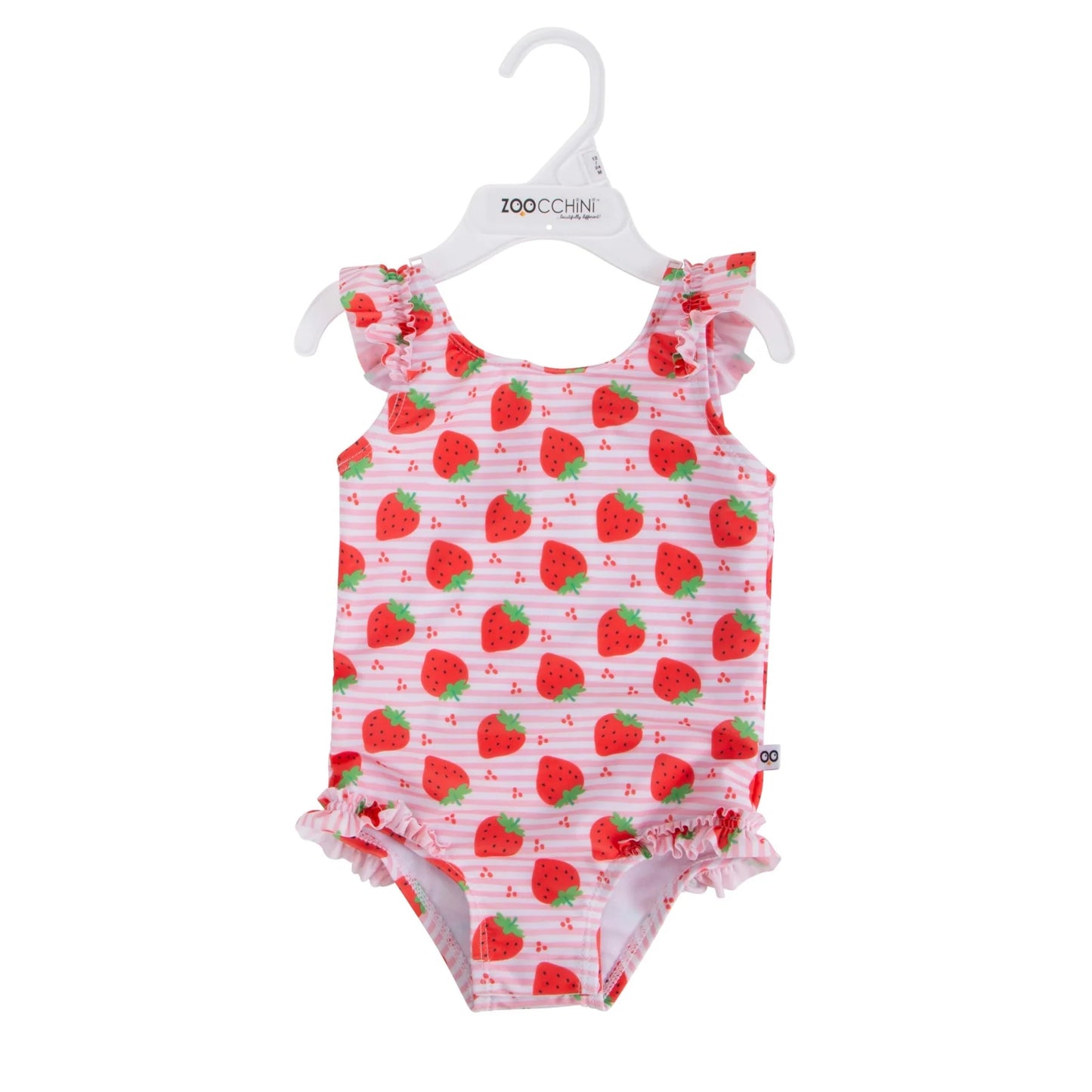 Ruffled One Piece Swimsuit - UPF 50+ - Strawberry