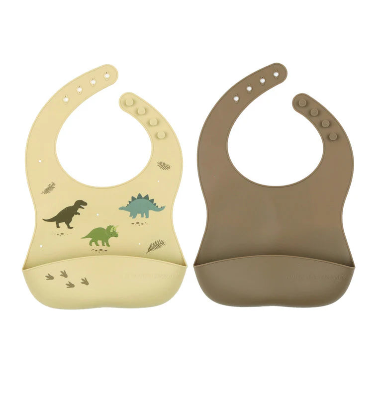 Silicone Bib Set Of 2 - Dinosaurs