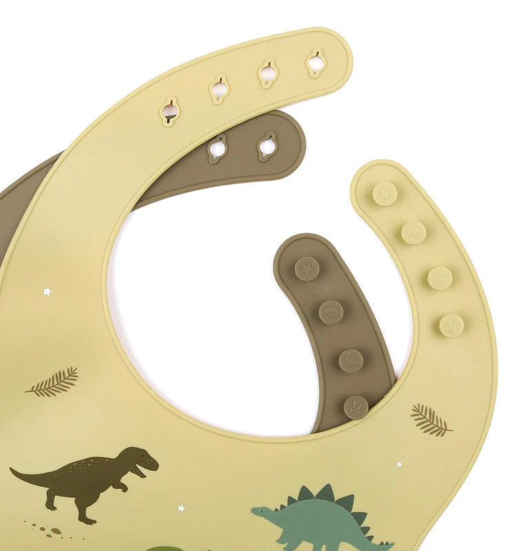 Silicone Bib Set Of 2 - Dinosaurs