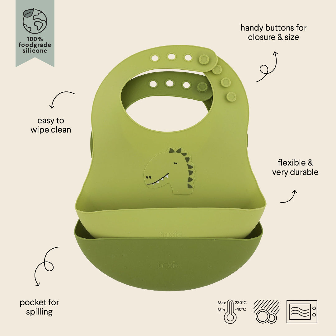 Silicone Bib 2-Pack - Mr. Dino