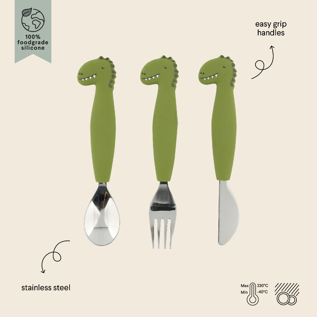 Silicone Cutlery Set 3-Pack - Mr. Dino
