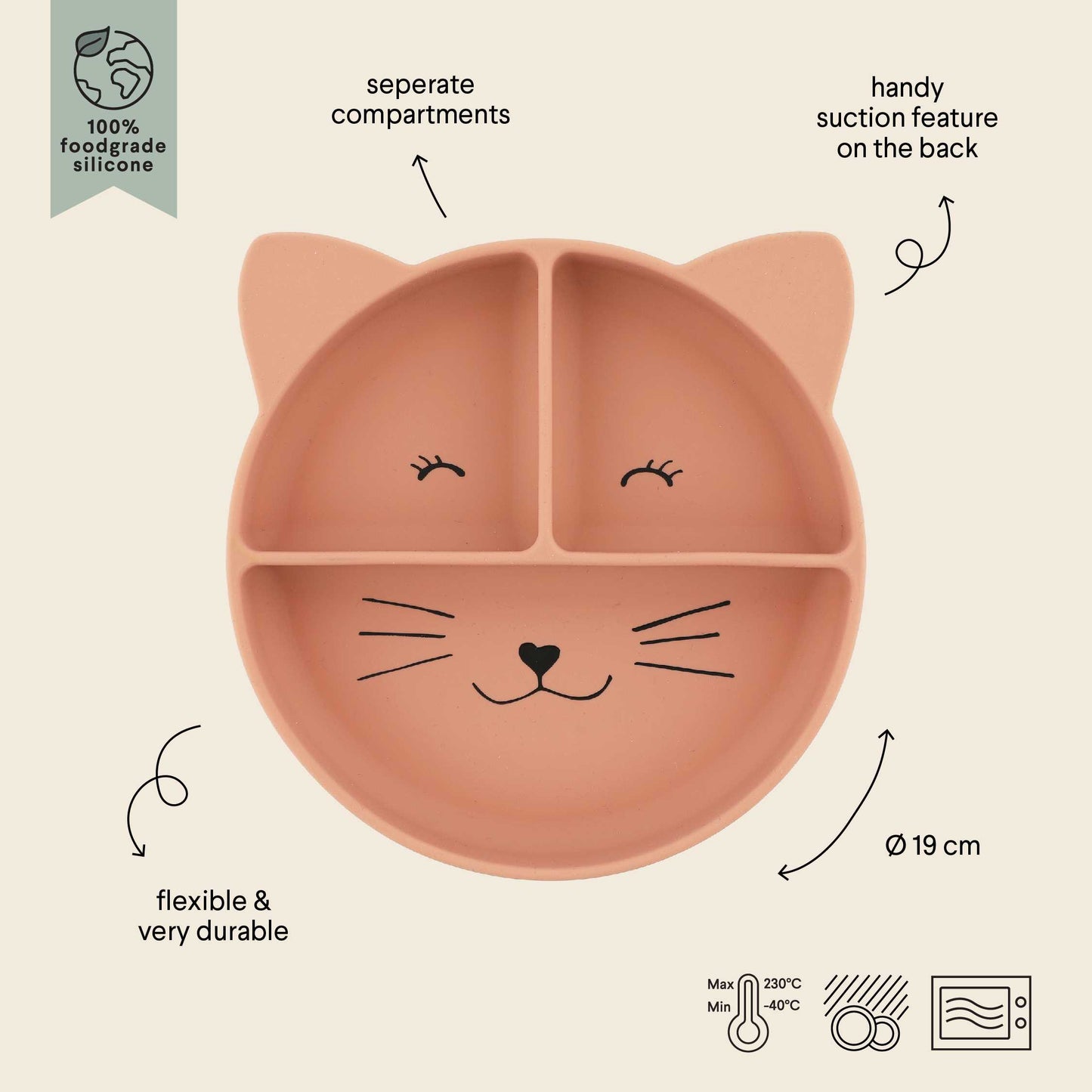 TRIXIE Silicone divided suction plate - Mrs. Cat