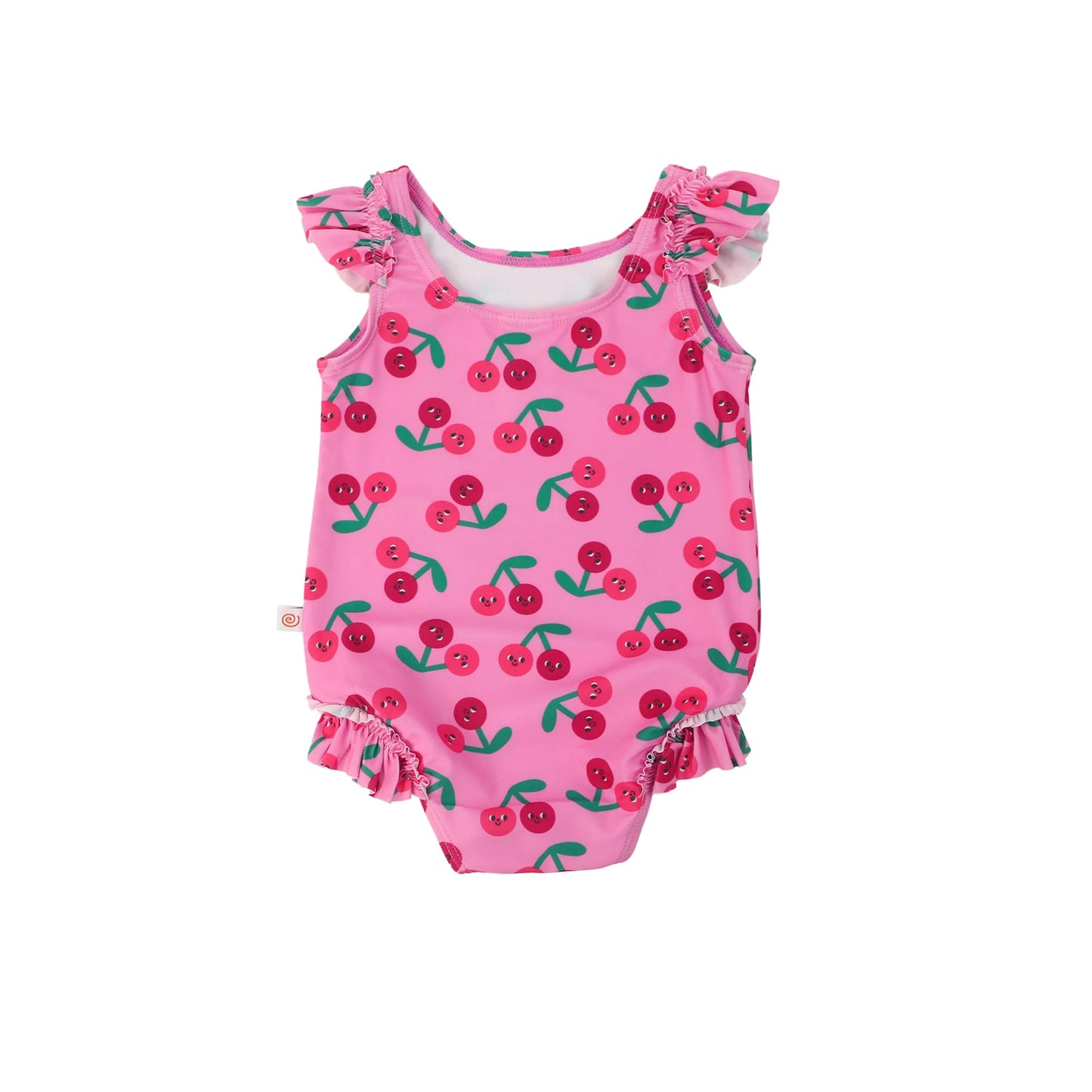 Ruffled One Piece Swimsuit - UPF 50+ - Cherry