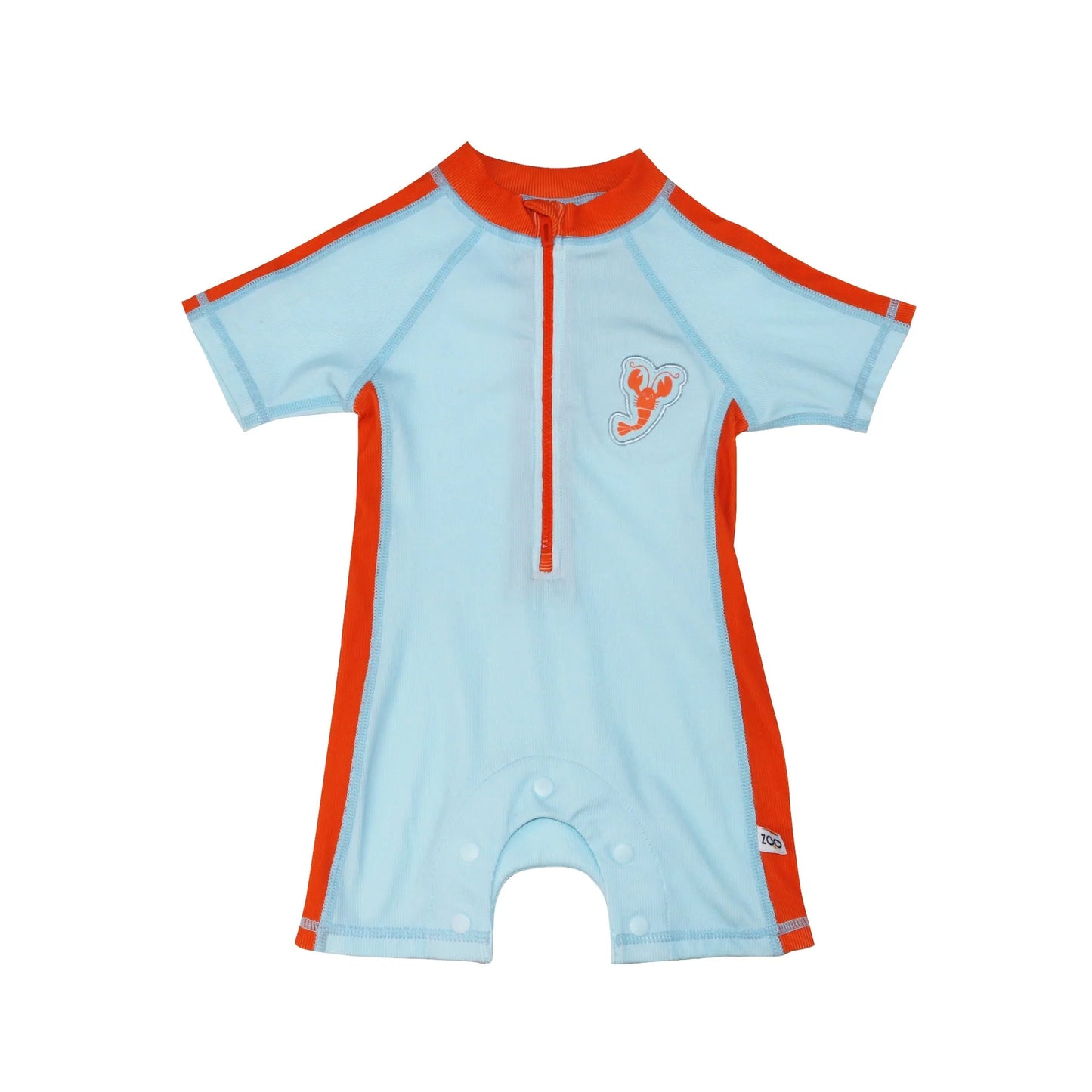 Short Sleeve One Piece Solid Swimsuit - Lobster