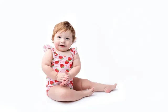 Ruffled One Piece Swimsuit - UPF 50+ - Strawberry