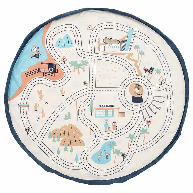 Play and Go –  Pritns Playmat and Storage bag – Train Map -  Atelier Yvette