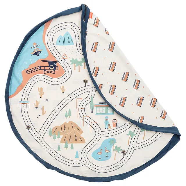 Play and Go –  Pritns Playmat and Storage bag – Train Map -  Atelier Yvette