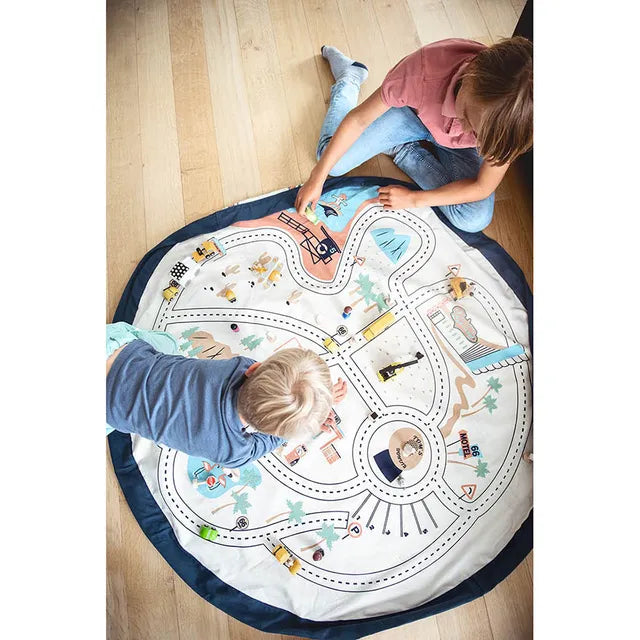 Play and Go –  Pritns Playmat and Storage bag – Train Map -  Atelier Yvette