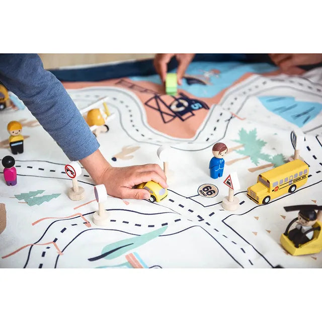 Play and Go –  Pritns Playmat and Storage bag – Train Map -  Atelier Yvette