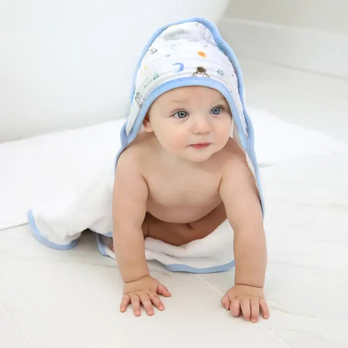 Essentials cotton muslin hooded towels 2 pack - space explorers