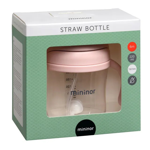 Mininor - Tritan Straw Bottle - 220ml - Nordic Sky Pink