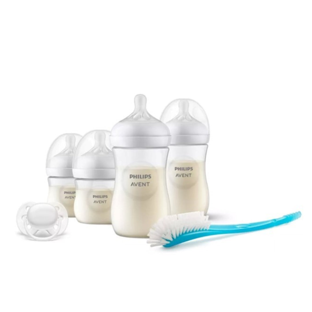 Natural Response Baby Bottle Starter Gift Set – 4 Bottles, Pacifier & Brush (SCD838/11)